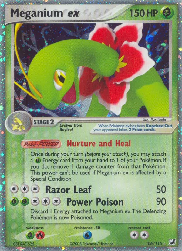 2005 Unseen Forces Meganium ex #106/115 Rare Holo EX card image