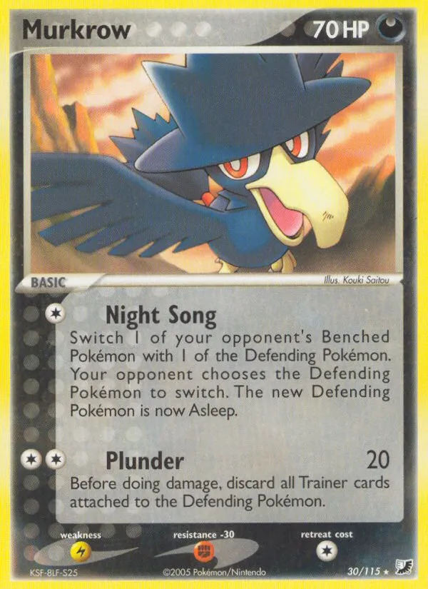 2005 Unseen Forces Murkrow Rare #030/115 Rare card image