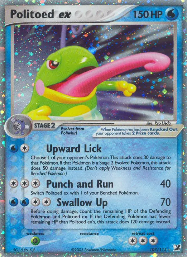 2005 Unseen Forces Politoed ex #107/115 Rare Holo EX card image