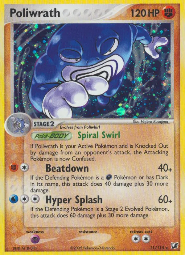 2005 Unseen Forces Poliwrath Rare Holo #011/115 Rare Holo card image