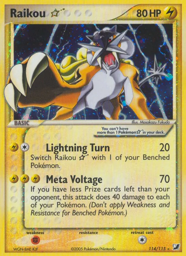 2005 Unseen Forces Raikou ★ #114/115 Rare Holo Star card image