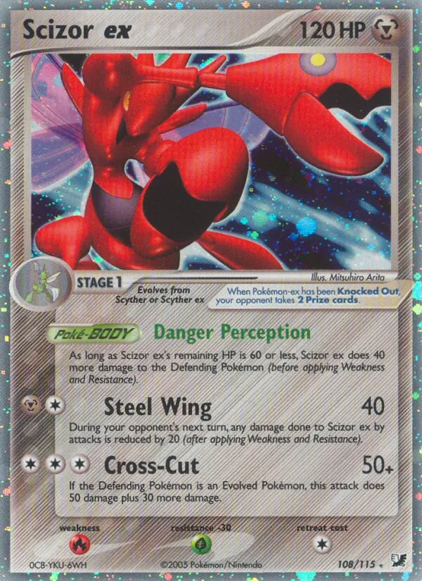 2005 Unseen Forces Scizor ex #108/115 Rare Holo EX card image