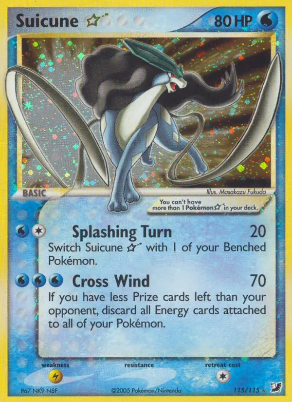 2005 Unseen Forces Suicune ★ #115/115 Rare Holo Star card image