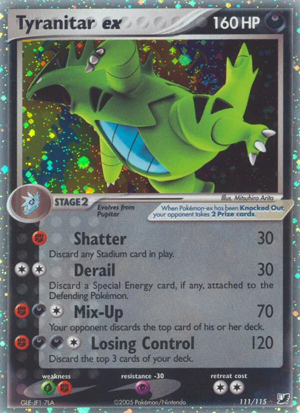 2005 Unseen Forces Tyranitar ex #111/115 Rare Holo EX card image