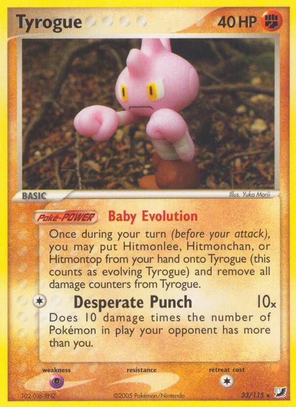 2005 Unseen Forces Tyrogue Rare #033/115 Rare card image