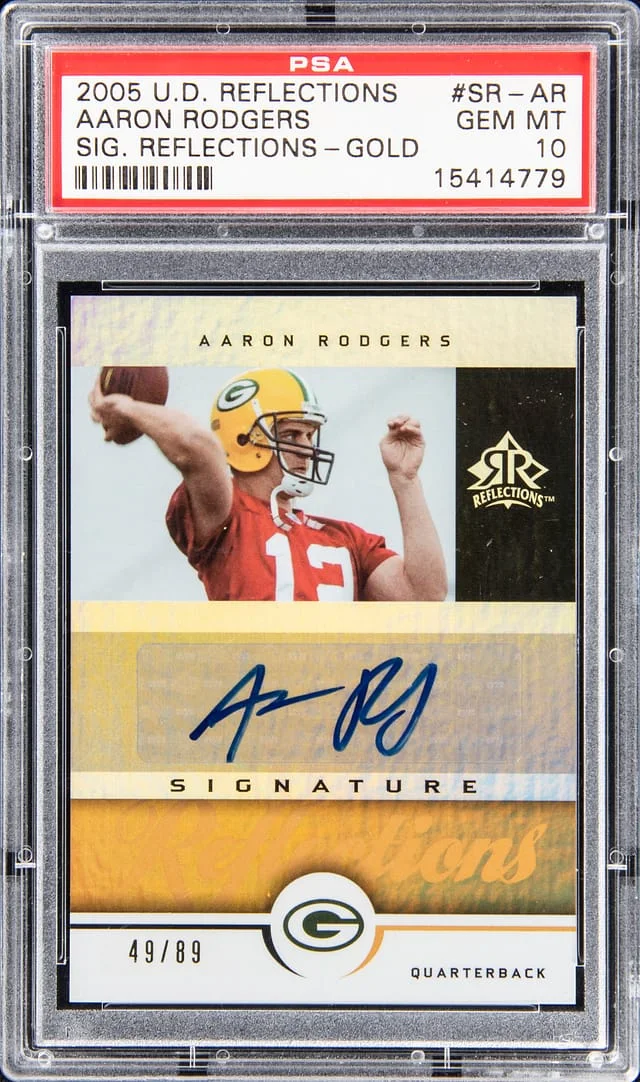 2005 Upper Deck Aaron Rodgers Reflections Signature Reflections Gold #SR-AR card image