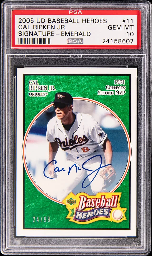2005 Upper Deck Baseball Cal Ripken Jr. Heroes Signature Emerald #11 card image