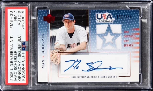 2005 Upper Deck Baseball Max Scherzer National Team Opening Day Jersey Signature Blue #MS-GU card image