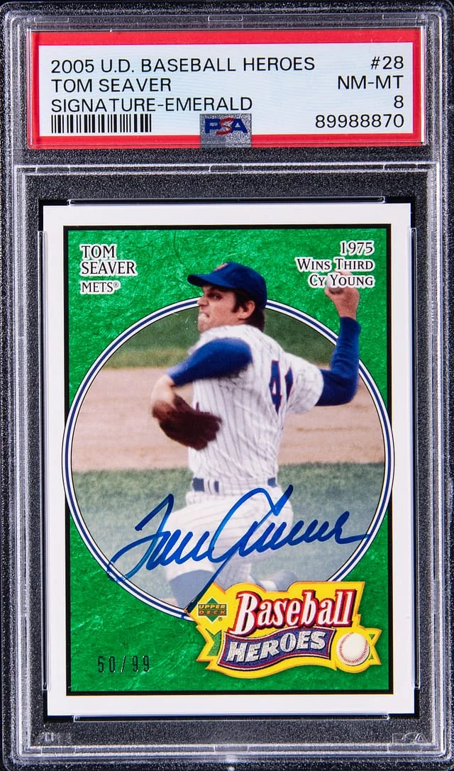 2005 Upper Deck Baseball Tom Seaver Heroes Signature Emerald #28 card image