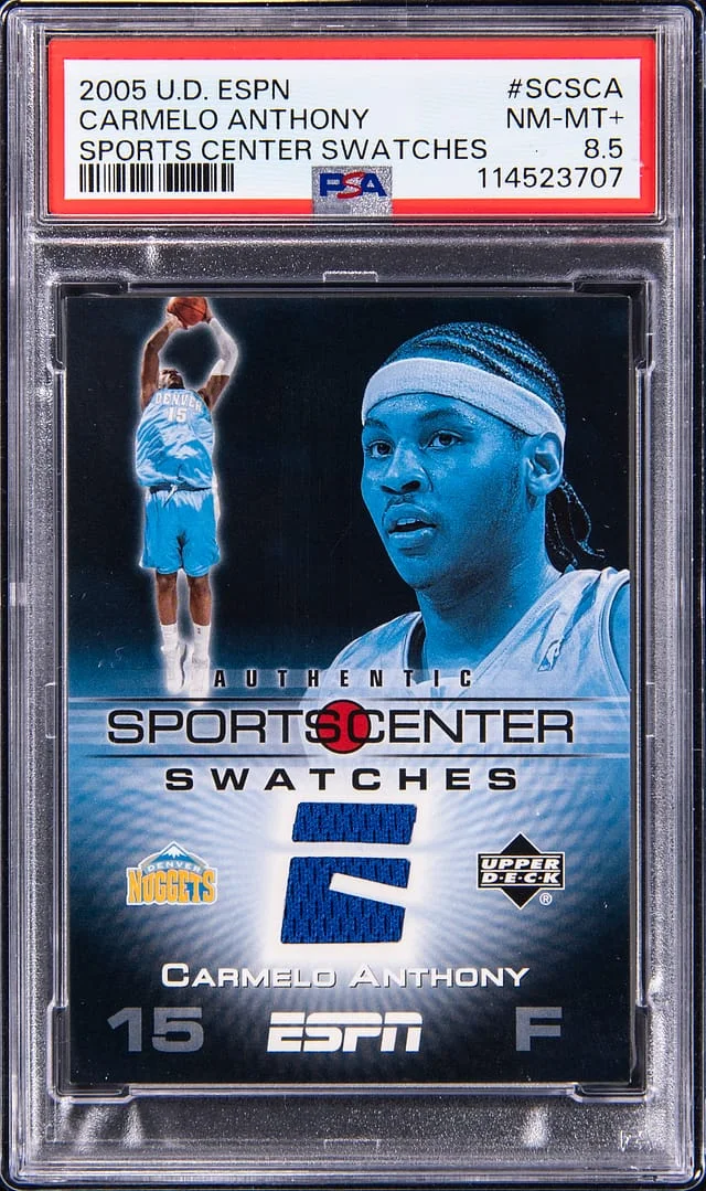 2005 Upper Deck Carmelo Anthony ESPN Sports Center Swatches #SCSCA card image