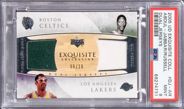 2005 Upper Deck Exquisite Collection Bill Russell, Kareem Abdul-Jabbar Dual #DJ-AR card image