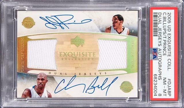 2005 Upper Deck Exquisite Collection Chauncey Billups, Tayshaun Prince Dual Dual Jerseys Autographs #DJABP card image