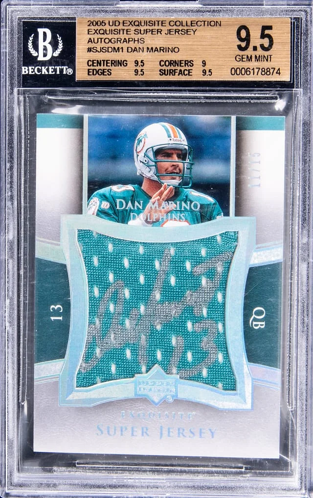 2005 Upper Deck Exquisite Collection Dan Marino Exquisite Super Jersey Autographs #SJSDM1 card image