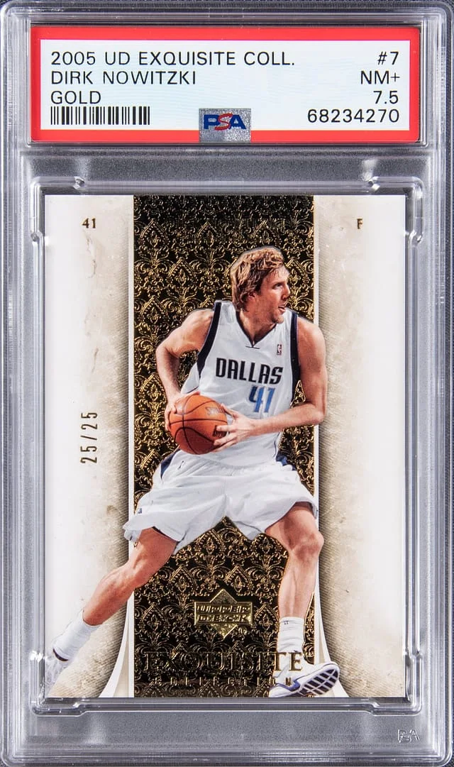 2005 Upper Deck Exquisite Collection Dirk Nowitzki Gold #7 card image