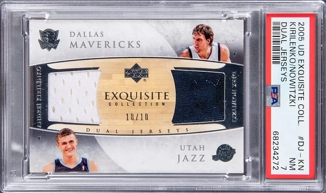 2005 Upper Deck Exquisite Collection Dirk Nowitzki Dual Jerseys #DJ-KN card image