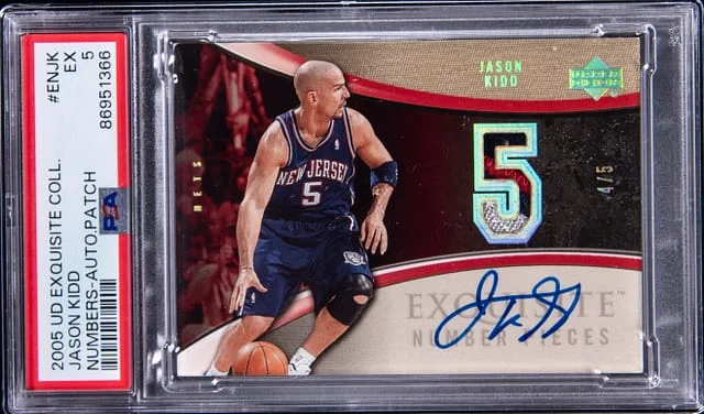 2005 Upper Deck Exquisite Collection Jason Kidd Numbers Autograph Patch #ENJK card image