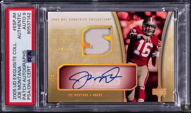 2005 Upper Deck Exquisite Collection Joe Montana Patch Autograph #ESP-JM card image