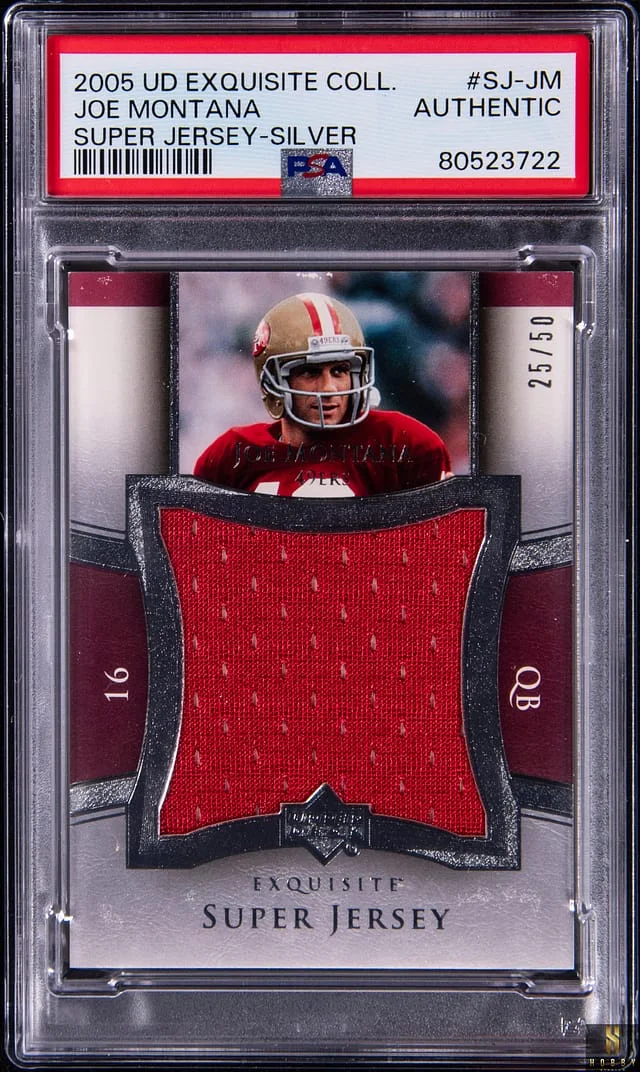 2005 Upper Deck Exquisite Collection Joe Montana Super Jersey Silver #SJ-JM card image