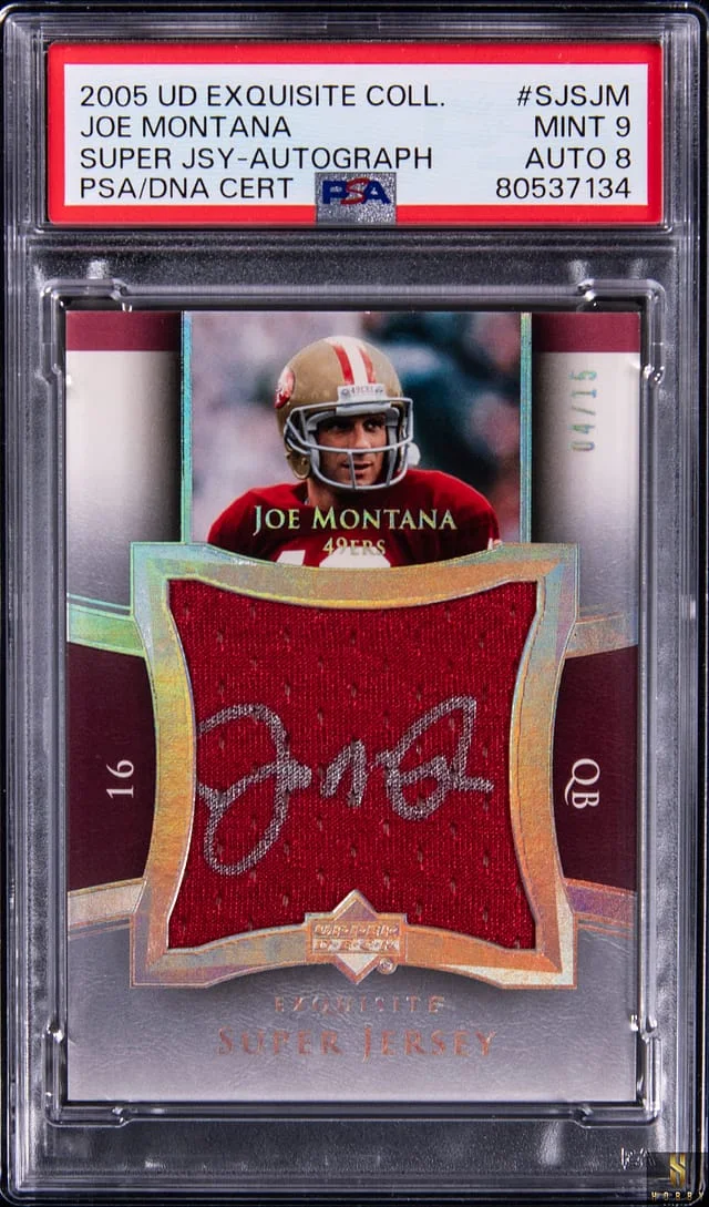 2005 Upper Deck Exquisite Collection Joe Montana Super Jersey Autograph #SJS-JM card image