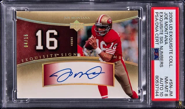 2005 Upper Deck Exquisite Collection Joe Montana Signature Numbers #SN-JM card image