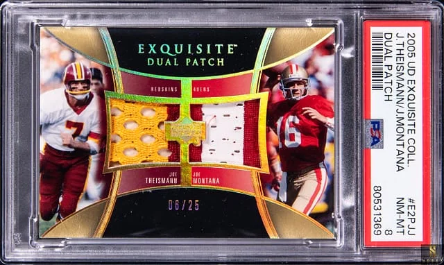 2005 Upper Deck Exquisite Collection Joe Montana/Joe Theismann Dual Patch #E2PJJ card image