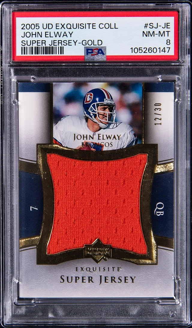 2005 Upper Deck Exquisite Collection John Elway Game-Used Super Jersey Gold #SJ-JE card image