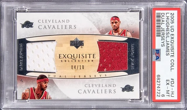 2005 Upper Deck Exquisite Collection LeBron James, Larry Hughes Dual #DJ-HJ card image