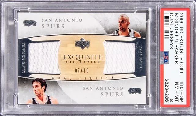2005 Upper Deck Exquisite Collection Manu Ginobili, Tony Parker Dual Dual Jerseys #DJ-GP card image