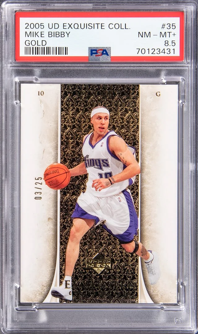 2005 Upper Deck Exquisite Collection Mike Bibby Gold #35 card image