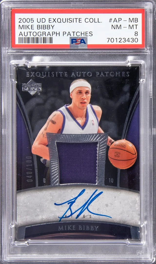 2005 Upper Deck Exquisite Collection Mike Bibby Autograph Patches #AP-MB card image