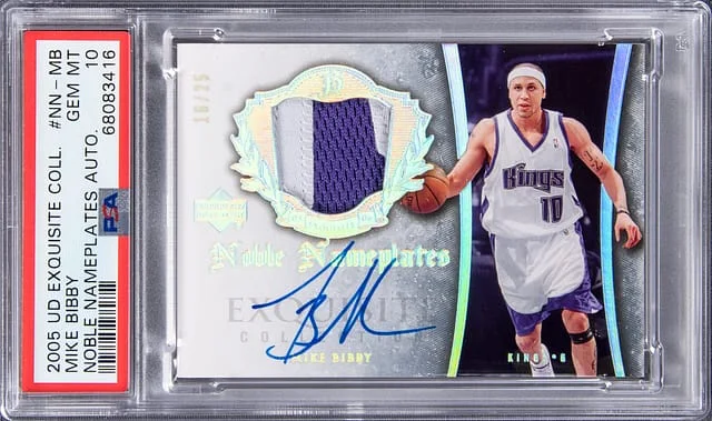 2005 Upper Deck Exquisite Collection Mike Bibby Noble Nameplates Autograph #NN-MB card image