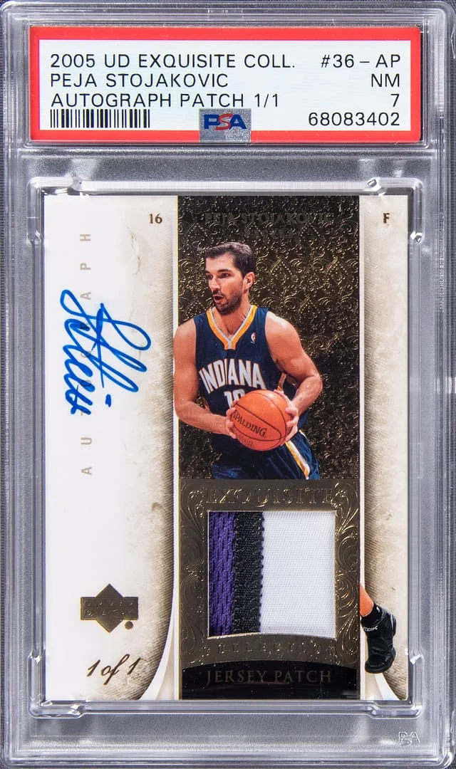 2005 Upper Deck Exquisite Collection Peja Stojakovic Autograph Patch #36-AP card image