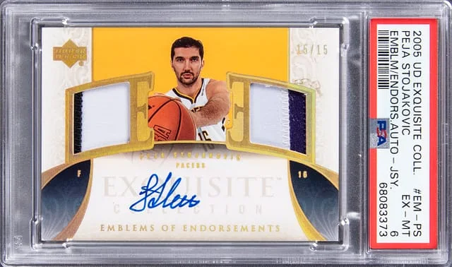 2005 Upper Deck Exquisite Collection Peja Stojakovic Emblems Of Endorsements #EM-PS card image