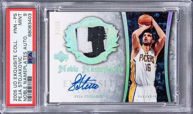 2005 Upper Deck Exquisite Collection Peja Stojakovic Noble Nameplates Autograph #NN-PS card image