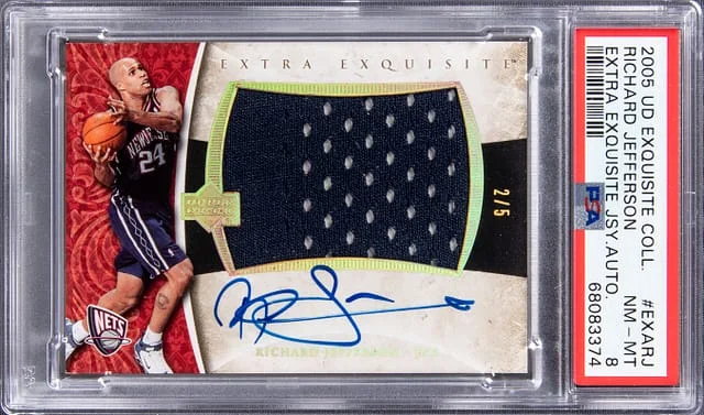 2005 Upper Deck Exquisite Collection Richard Jefferson Extra Exquisite Jersey Autograph #EXARJ card image