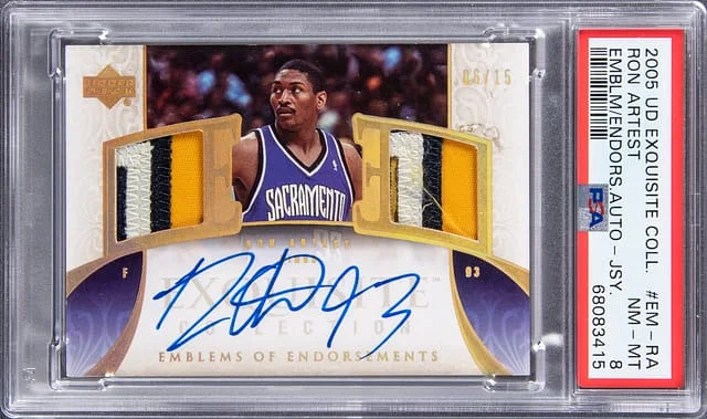 2005 Upper Deck Exquisite Collection Ron Artest Emblems Of Endorsements #EM-RA card image