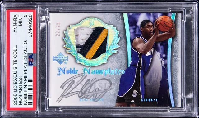 2005 Upper Deck Exquisite Collection Ron Artest Noble Nameplates Autograph #NN-RA card image
