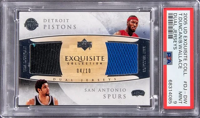2005 Upper Deck Exquisite Collection Tim Duncan, Ben Wallace Dual #DJ-DW card image