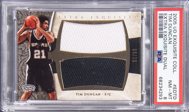 2005 Upper Deck Exquisite Collection Tim Duncan Extra Exquisite Dual #EDTD card image