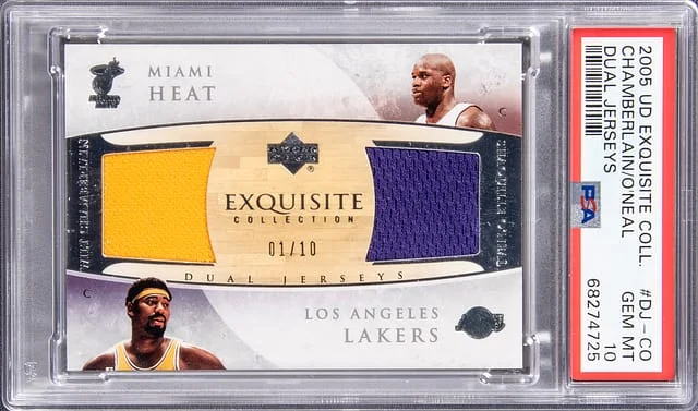 2005 Upper Deck Exquisite Collection Wilt Chamberlain, Shaquille O'Neal Dual #DJ-CO card image