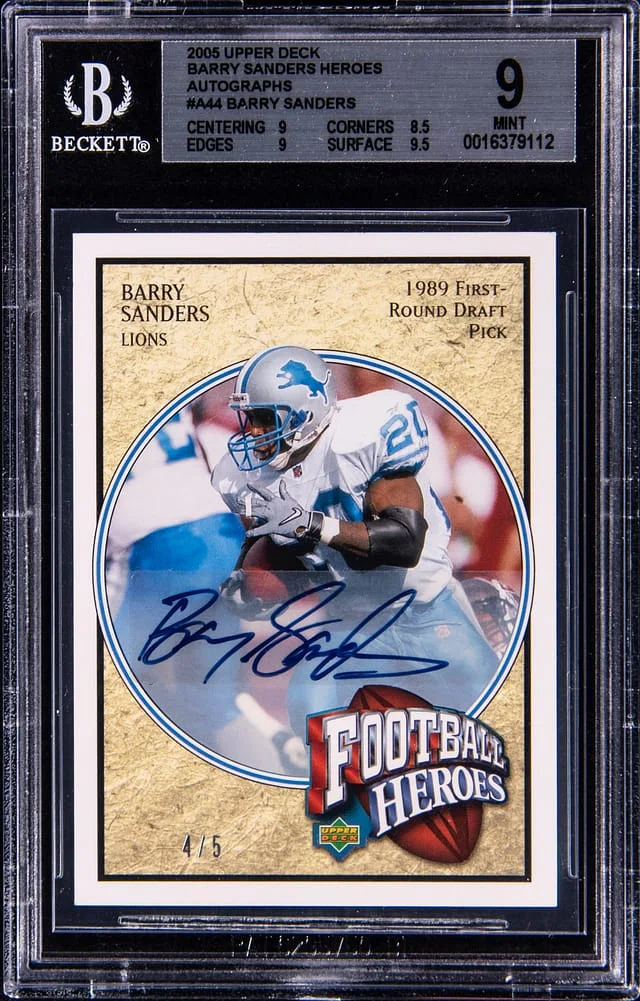 2005 Upper Deck Football Barry Sanders Heroes Autographs #A44 card image