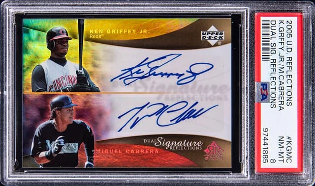 2005 Upper Deck Ken Griffey Jr./Miguel Cabrera Reflections Dual Signatures #KGMC card image