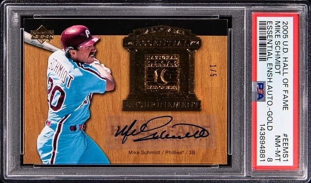 2005 Upper Deck Mike Schmidt Hall of Fame Essential Enshrinement Autograph Gold #EE-MS1 card image