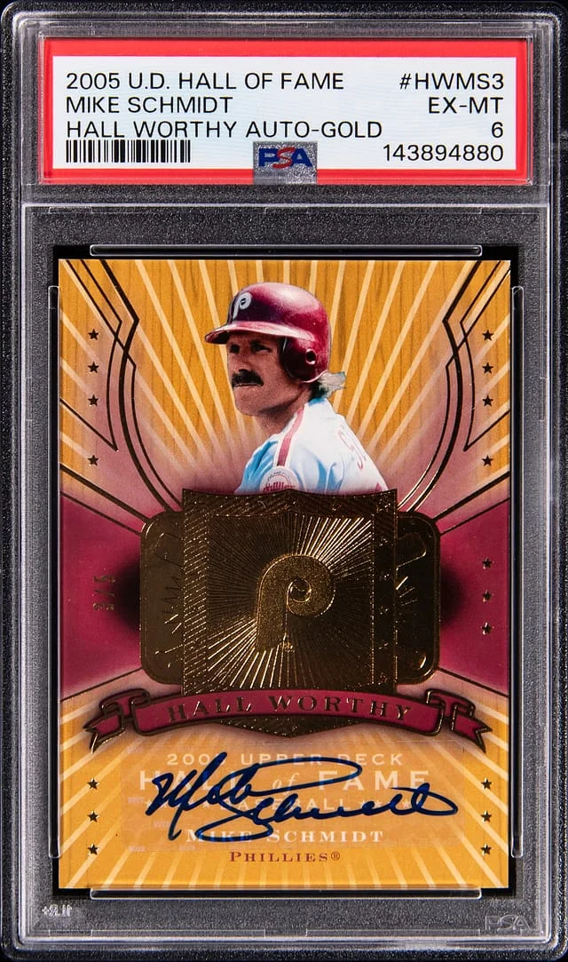 2005 Upper Deck Mike Schmidt Hall of Fame Hall Worthy Autograph Gold #HW-MS3 card image