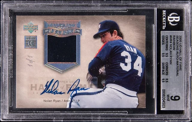 2005 Upper Deck Nolan Ryan Hall of Fame Seasons Autograph-Material Rainbow #HFS-NR4 card image