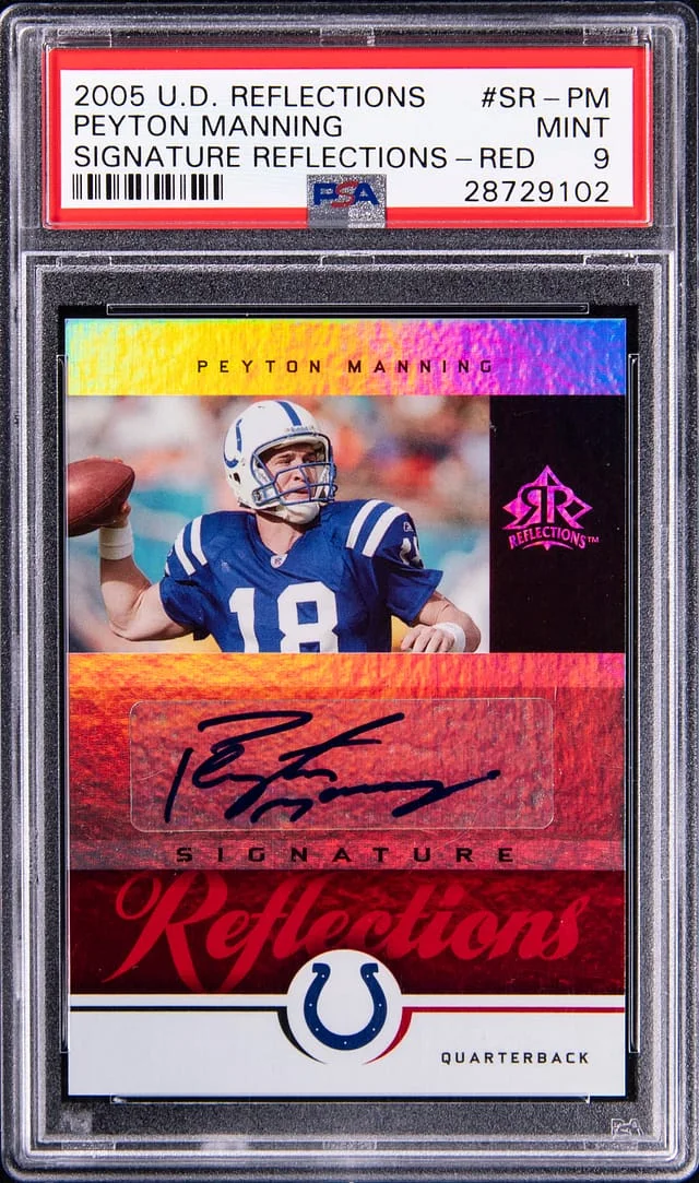 2005 Upper Deck Peyton Manning Reflections Signature Reflections Red #SR-PM card image