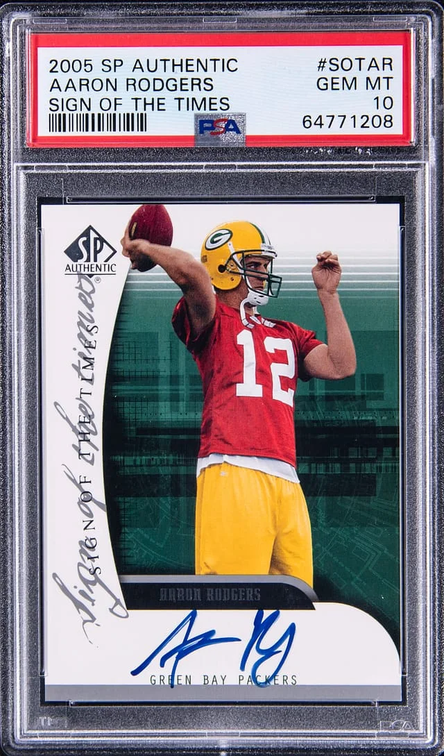 2005 Upper Deck SP Authentic Aaron Rodgers Sign Of The Times #SOTAR card image