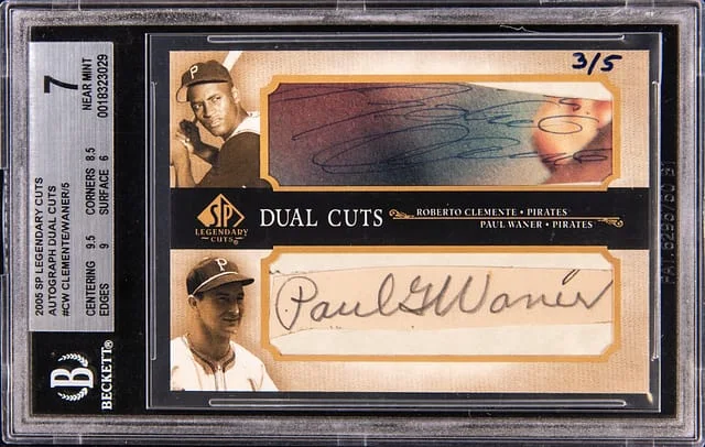 2005 Upper Deck SP Legendary Cuts Roberto Clemente/Paul Waner Autograph Dual Cuts #DC-CW card image