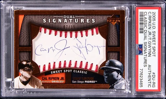 2005 Upper Deck Sweet Spot Classic Cal Ripken Jr./Tony Gwynn Dual Signatures #DU-RG card image