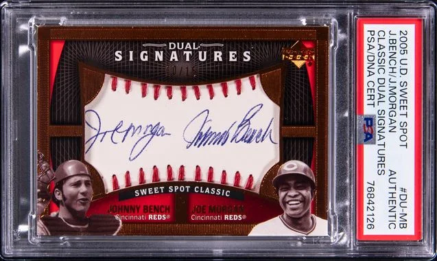 2005 Upper Deck Sweet Spot Classic Joe Morgan/Johnny Bench Sweet Spot Dual Signatures #DU-MB card image
